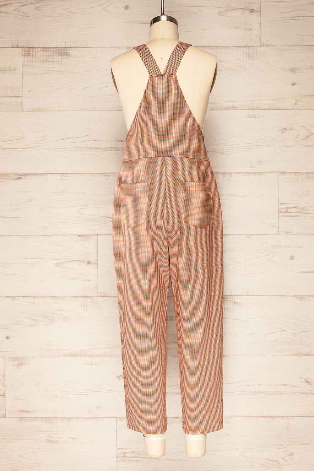 Priboj Checkered Overalls with Tied Straps | La petite garçonne back view