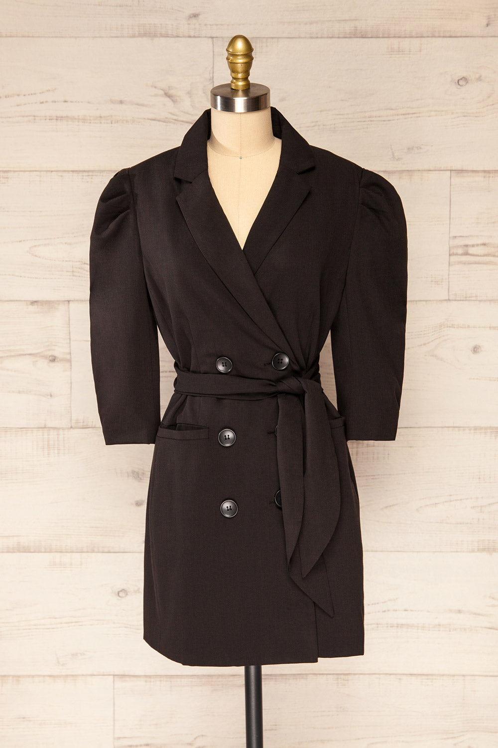 Pyskowice Black Buttoned Blazer Dress | La petite garçonne front view