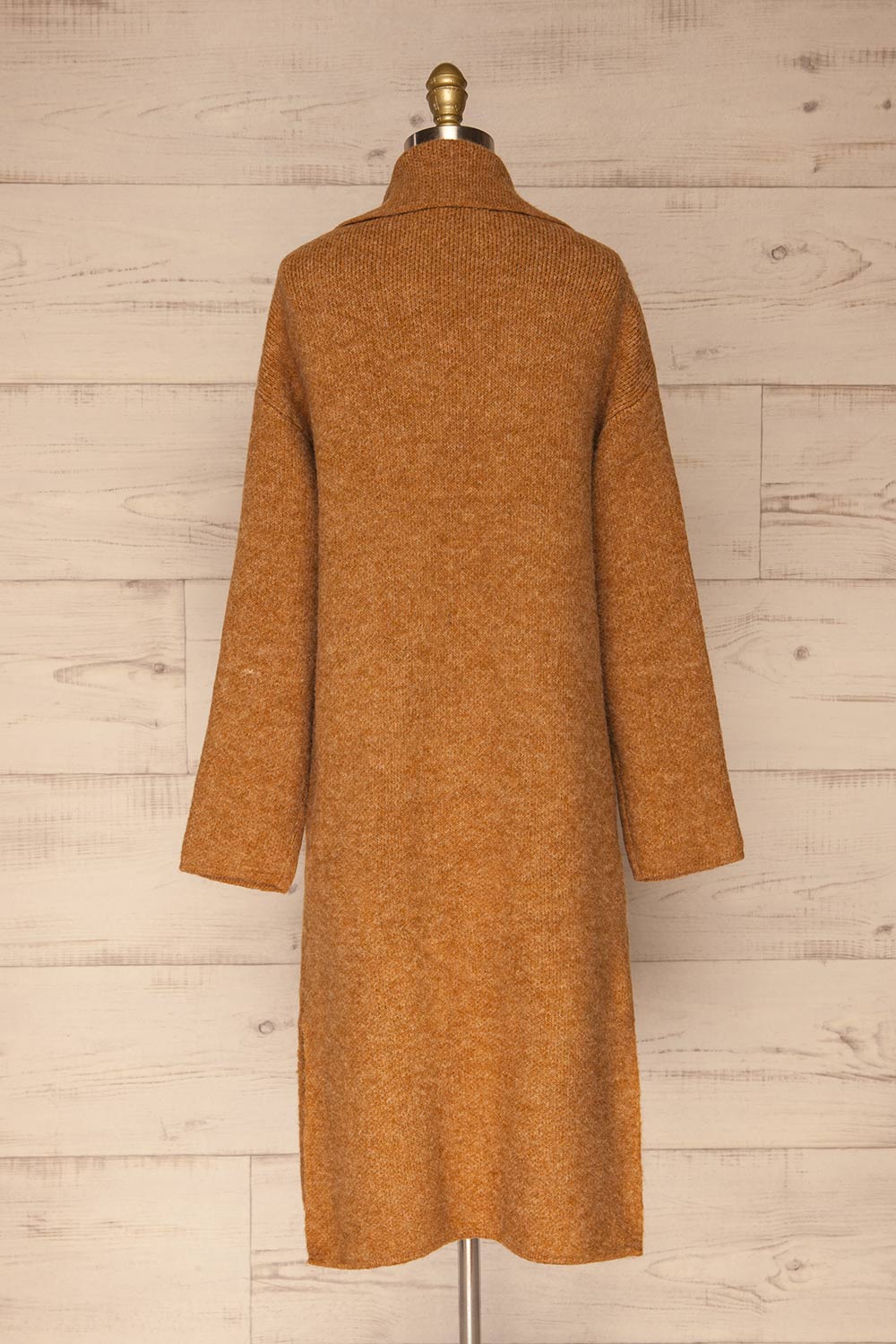 Qormi Brown Long Knitted Cardigan | La petite garçonne back view