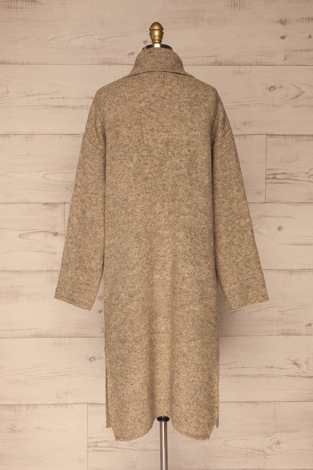 Qormi Grey Long Knitted Cardigan | La petite garçonne back view