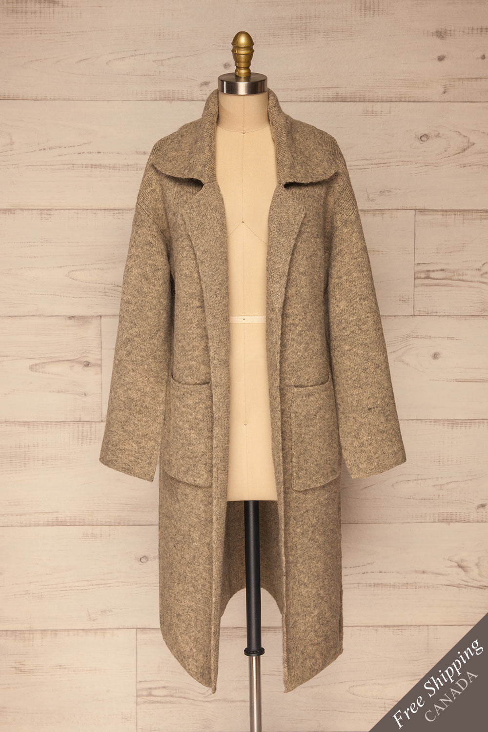 Qormi Grey Long Knitted Cardigan | La petite garçonne front view