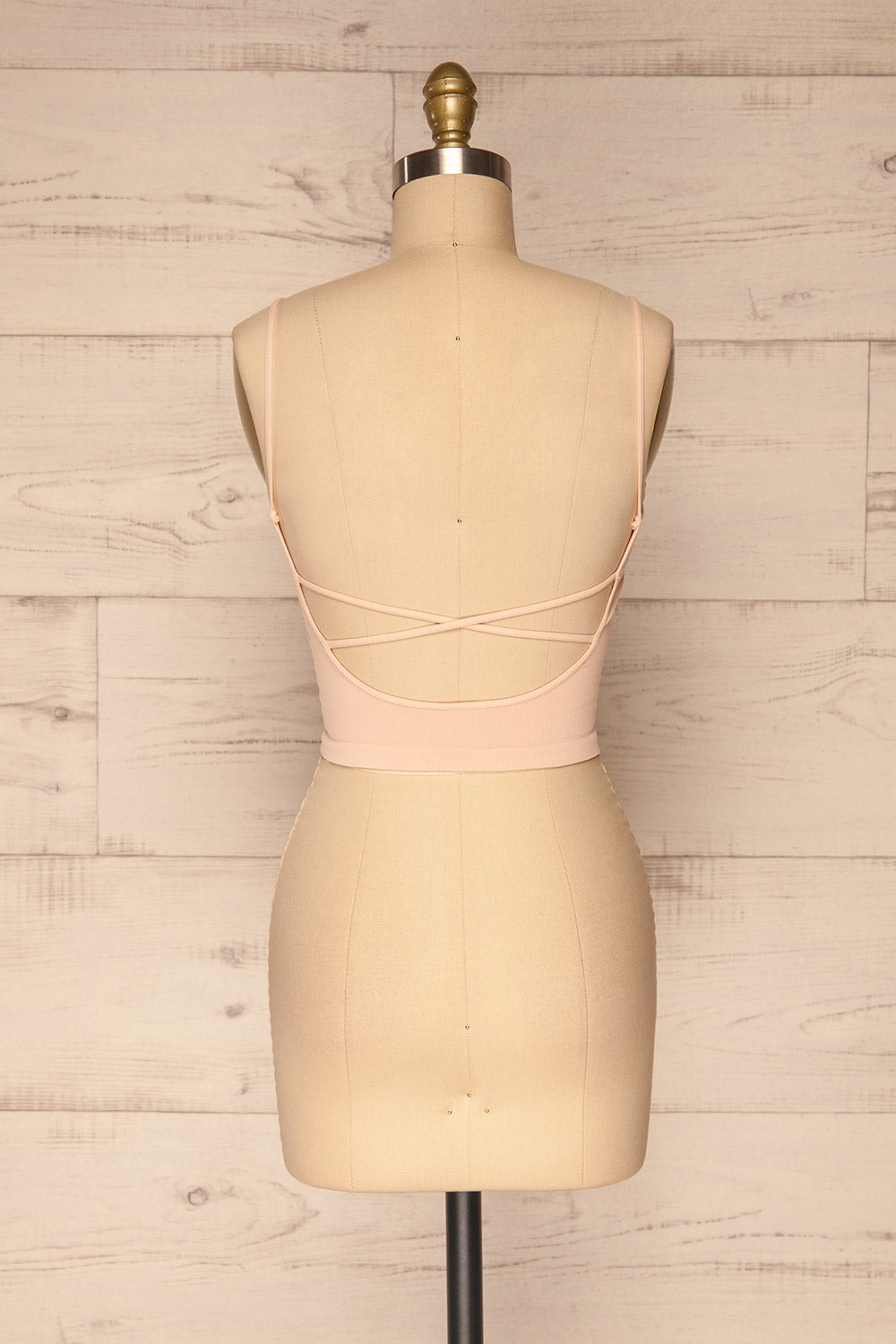 Qyppa Pink Fitted Crossed Back Crop Top | La petite garçonne back view
