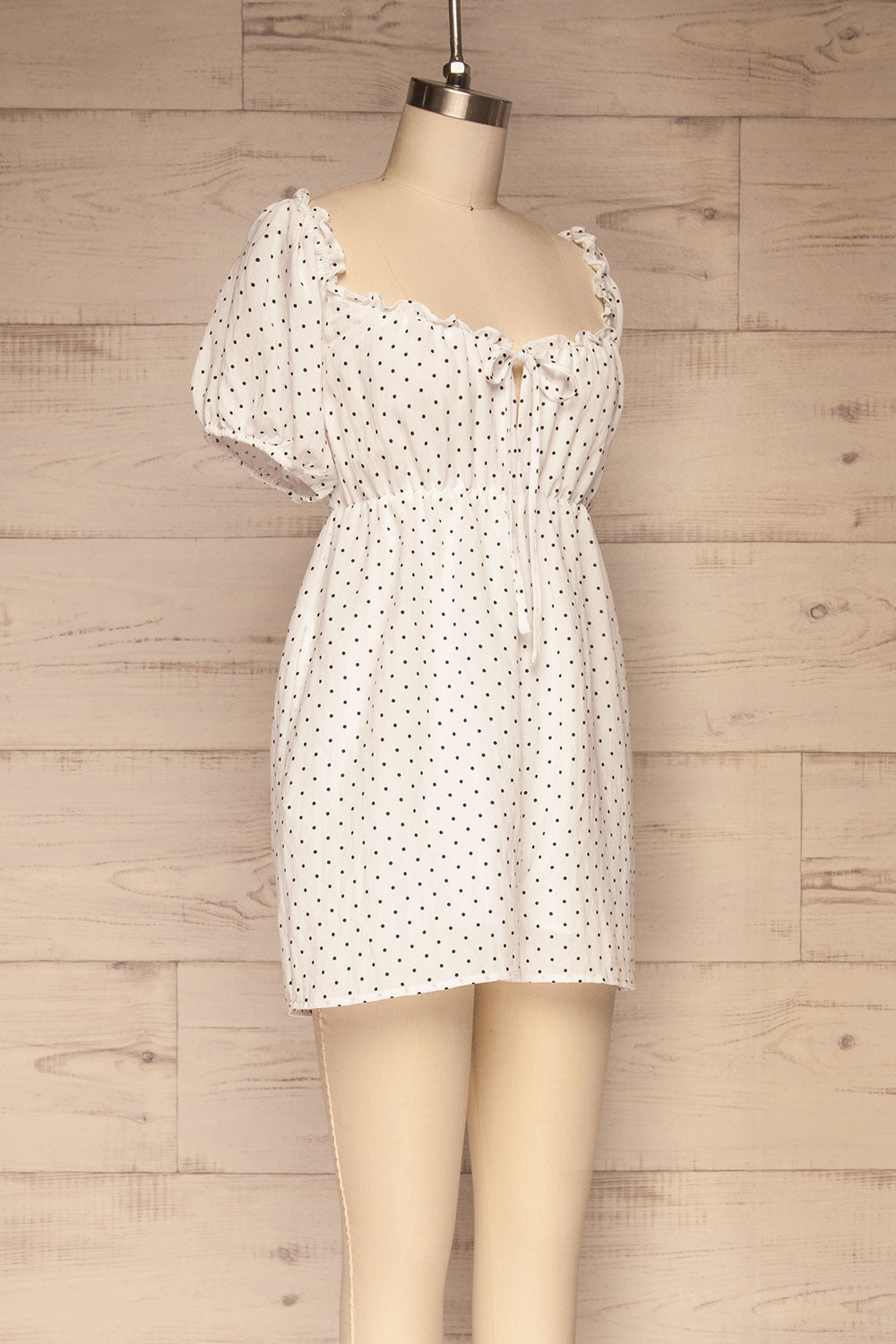 Rabka White Polka Dot Short Sleeve Romper | La petite garçonne side view