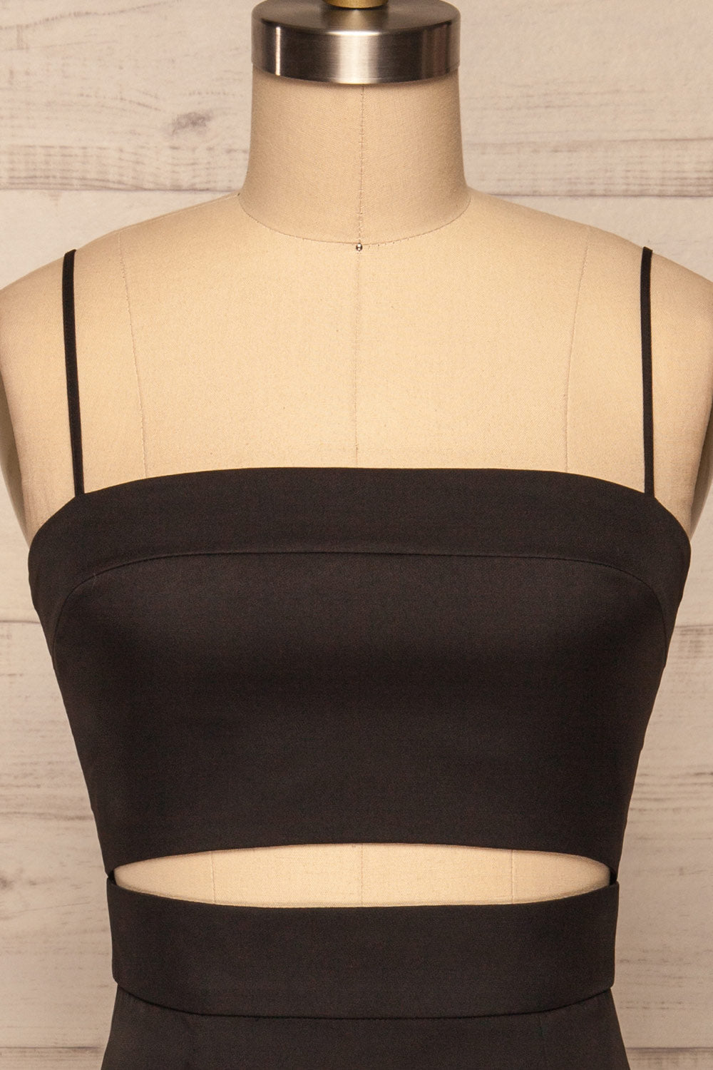 Rachel Black Cut-Out Party Dress | Robe front close up| La Petite Garçonne