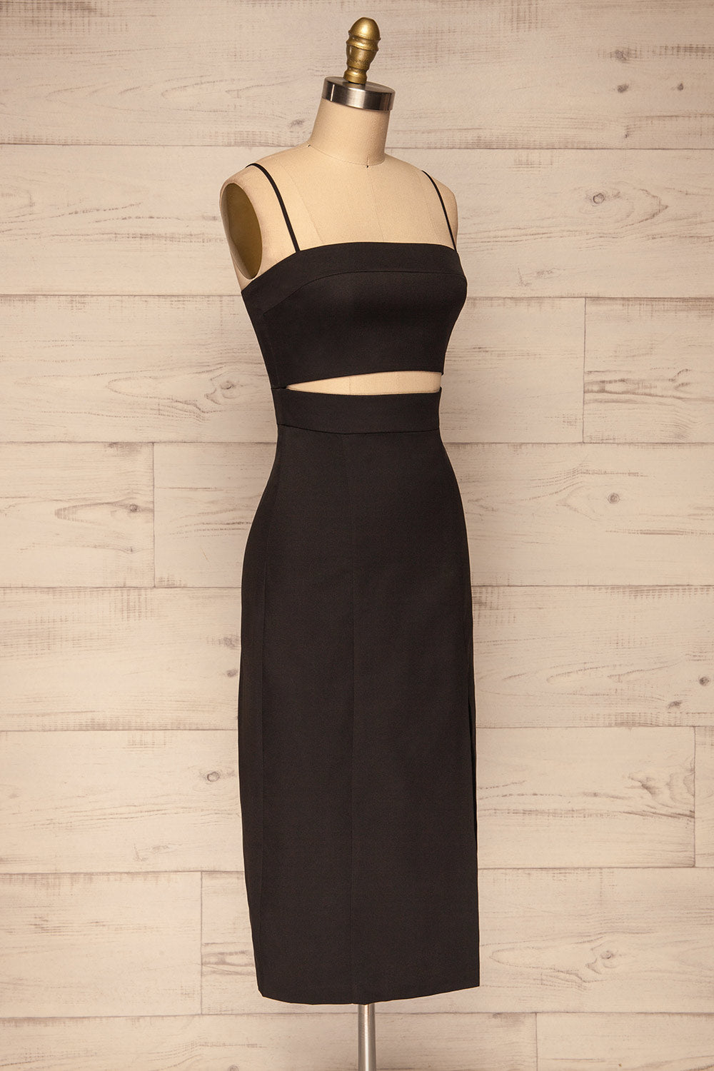 Rachel Black Cut-Out Party Dress | Robe side view| La Petite Garçonne