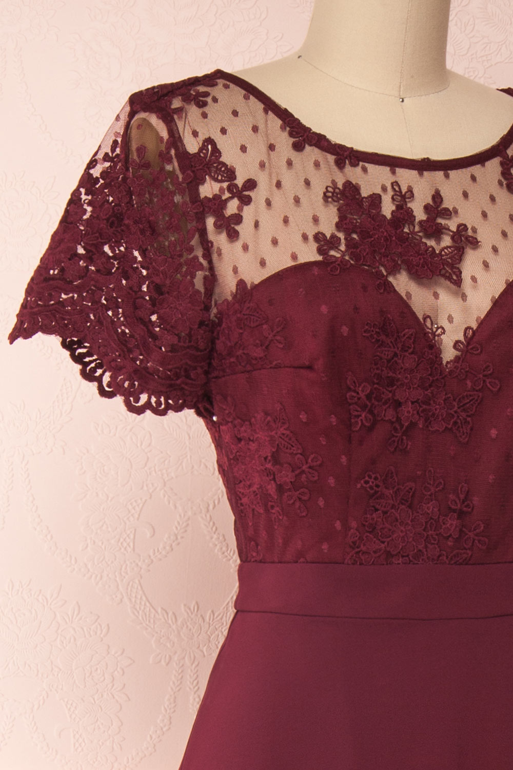 Rakel Burgundy Chiffon & Lace A-Line Gown | Boudoir 1861