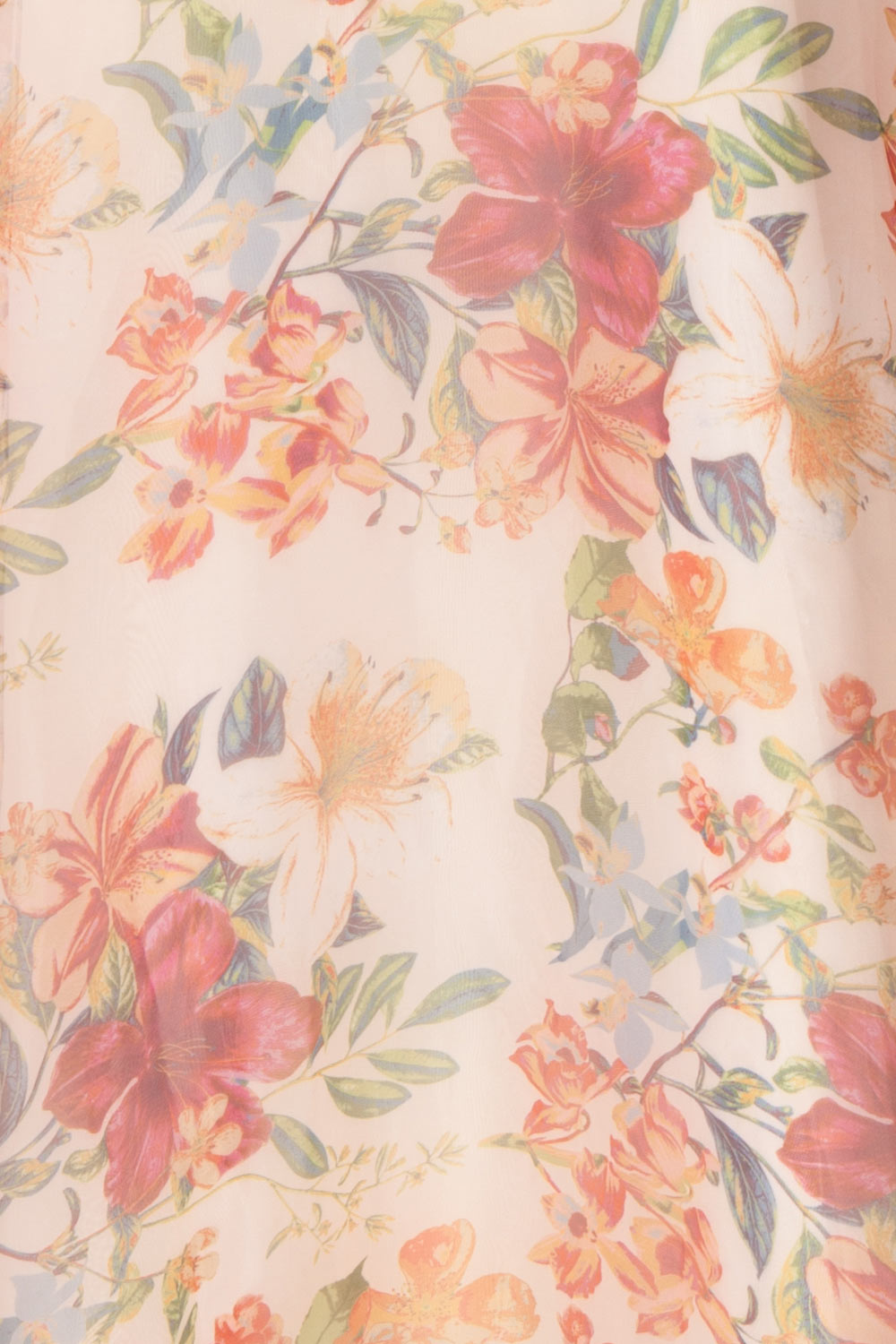 Raphyka Colourful Floral A-Line Maxi Party Dress fabric close up | Boutique 1861
