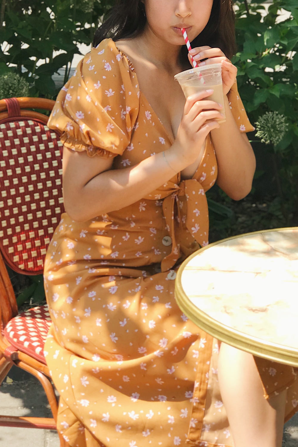 Rauha Black Front Tie Puff Sleeve Floral Dress | Boutique 1861 model