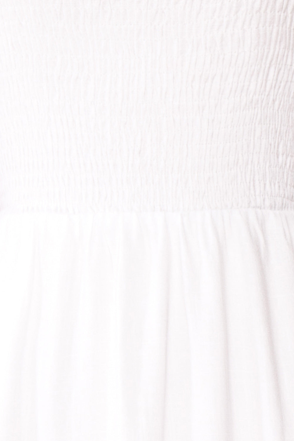 Reatha Ivory Linen Square Neck Midi Dress | Boutique 1861 fabric