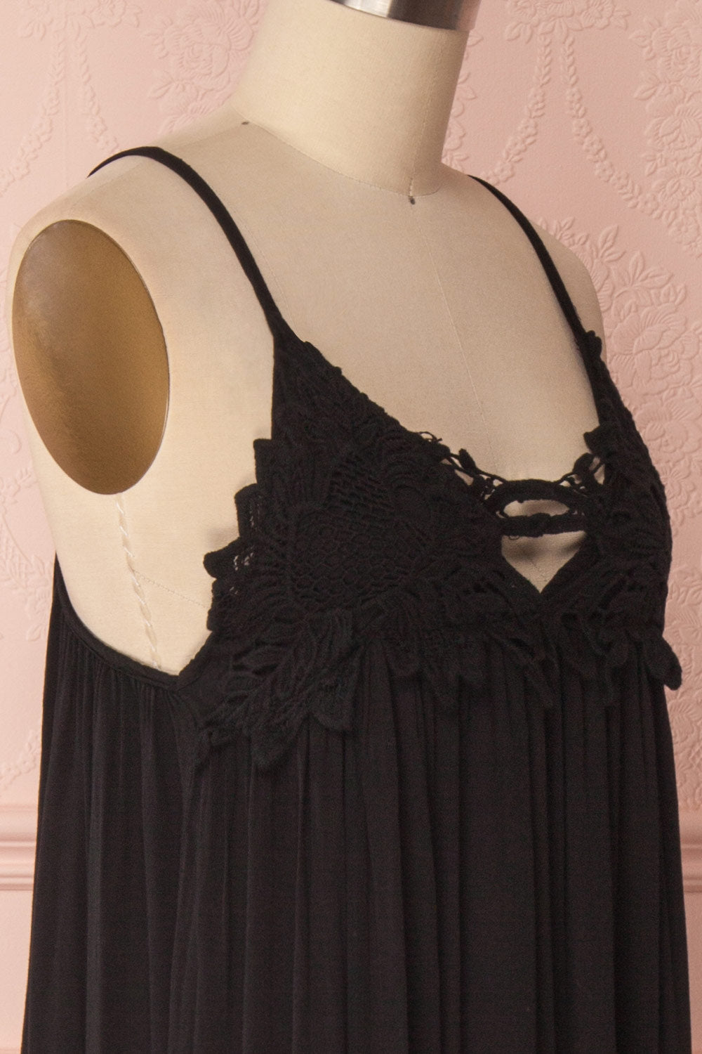 Remuna Black Midi Tunic Dress with Lace Details | Boutique 1816