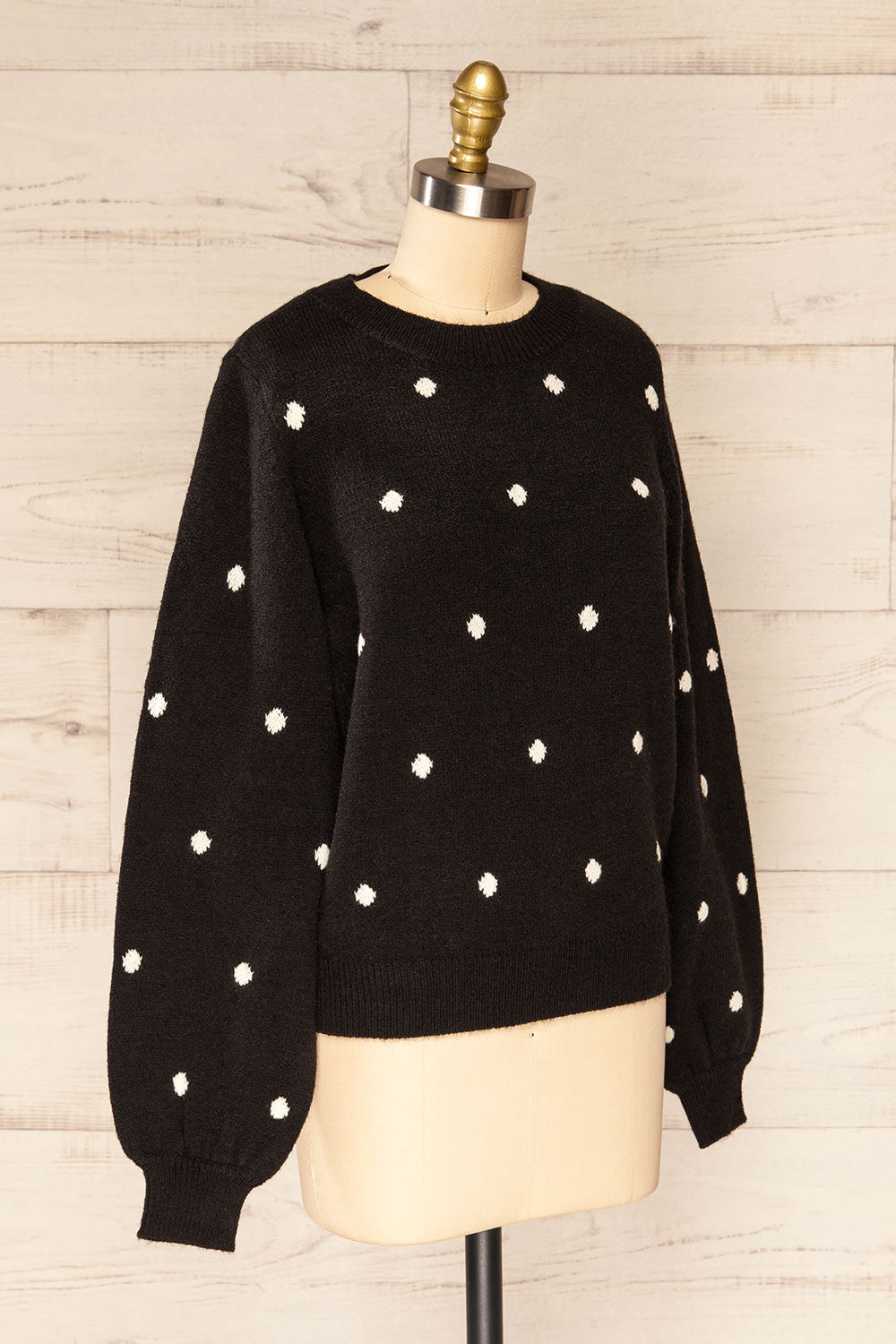 Resen Black Polka Dot Knitted Top | La petite garçonne side view
