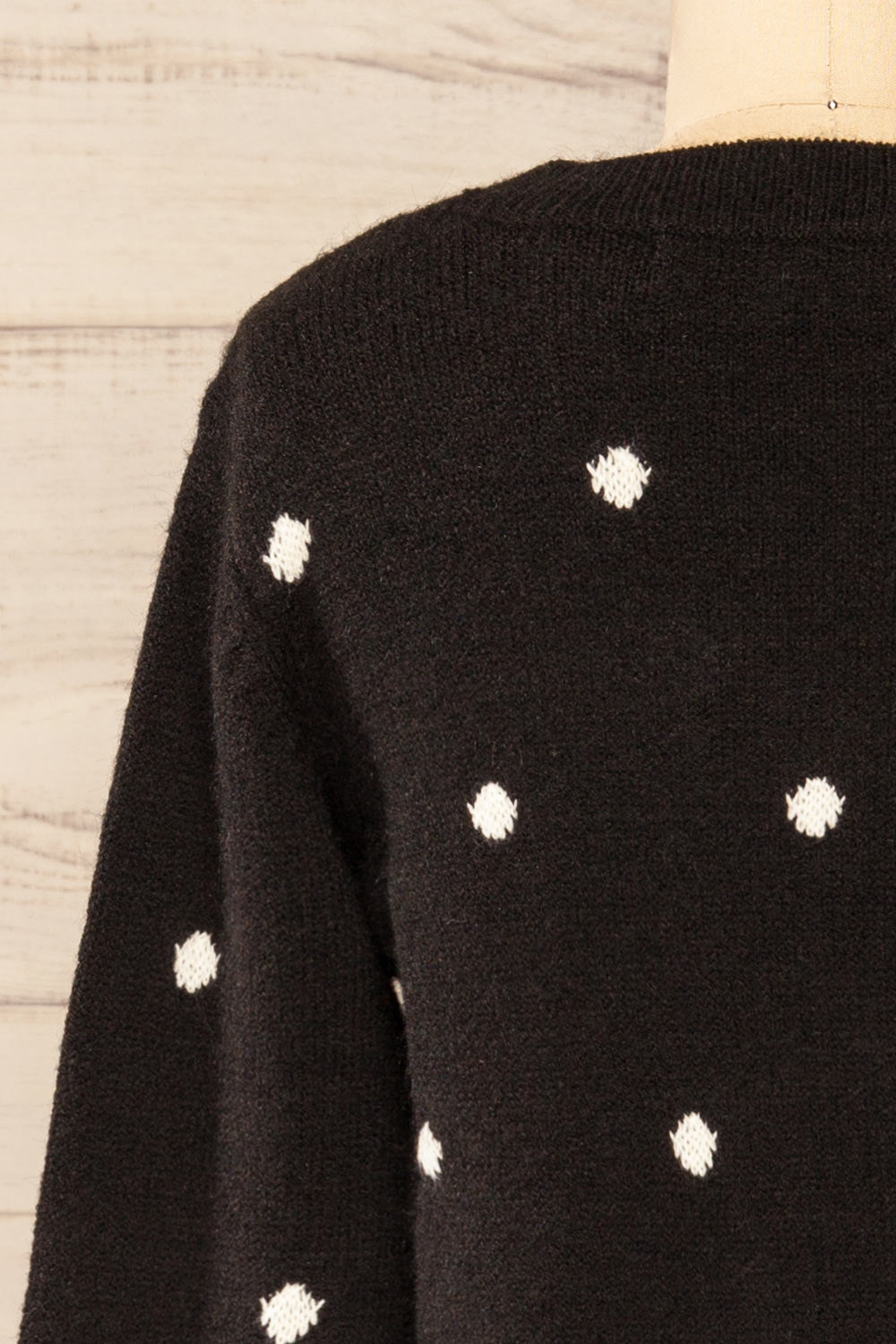 Resen Black Polka Dot Knitted Top | La petite garçonne back close-up