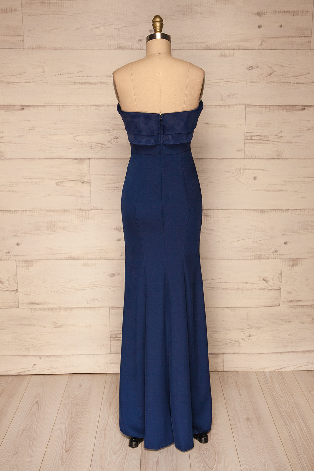 Rezina Navy Blue Strapless Maxi Dress back view | La petite garçonne