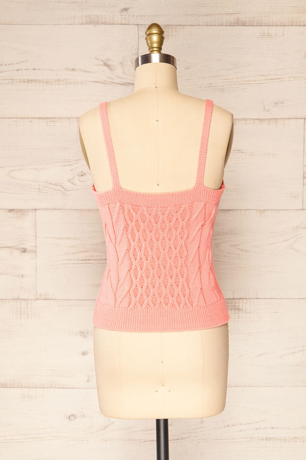 Rhodes Pink Thin Strap Knitted Cami | La petite garçonne back view