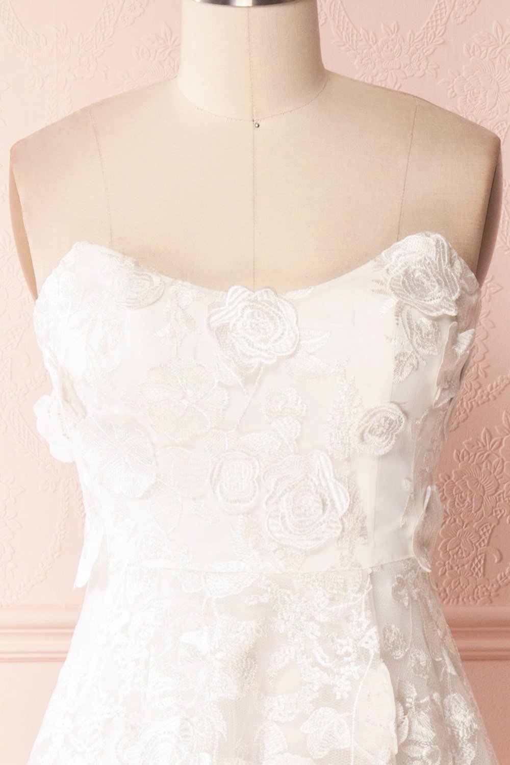 Romaissa White Floral Appliqués Bridal Bustier Gown | Boudoir 1861