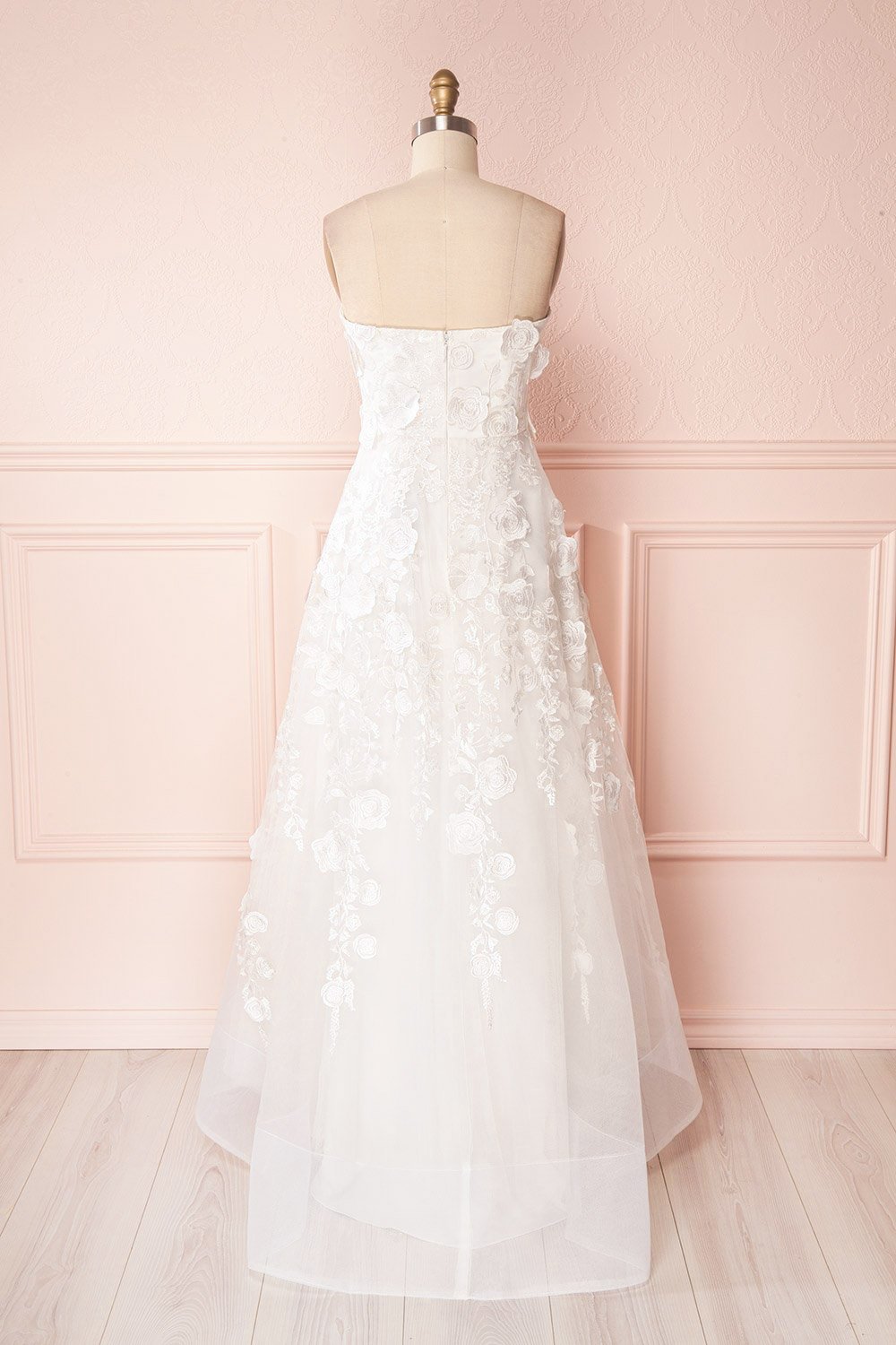 Romaissa White Floral Appliqués Bridal Bustier Gown | Boudoir 1861