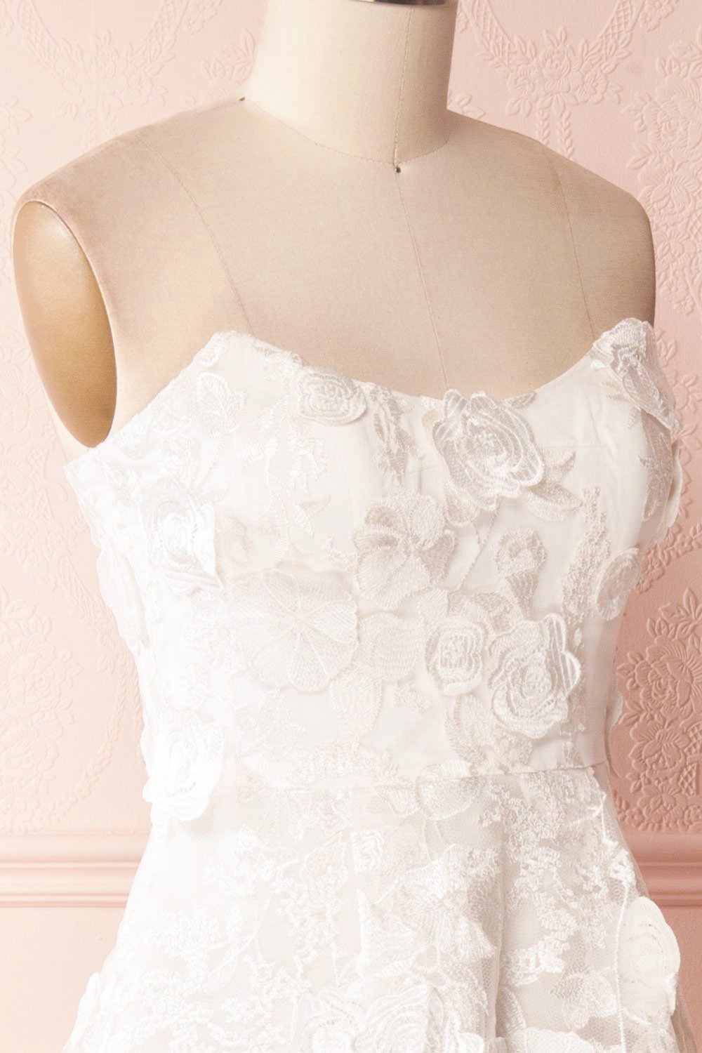 Romaissa White Floral Appliqués Bridal Bustier Gown | Boudoir 1861