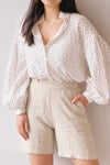 Roosendaal Patterned Oversized Button-Up Shirt | La petite garçonne on model