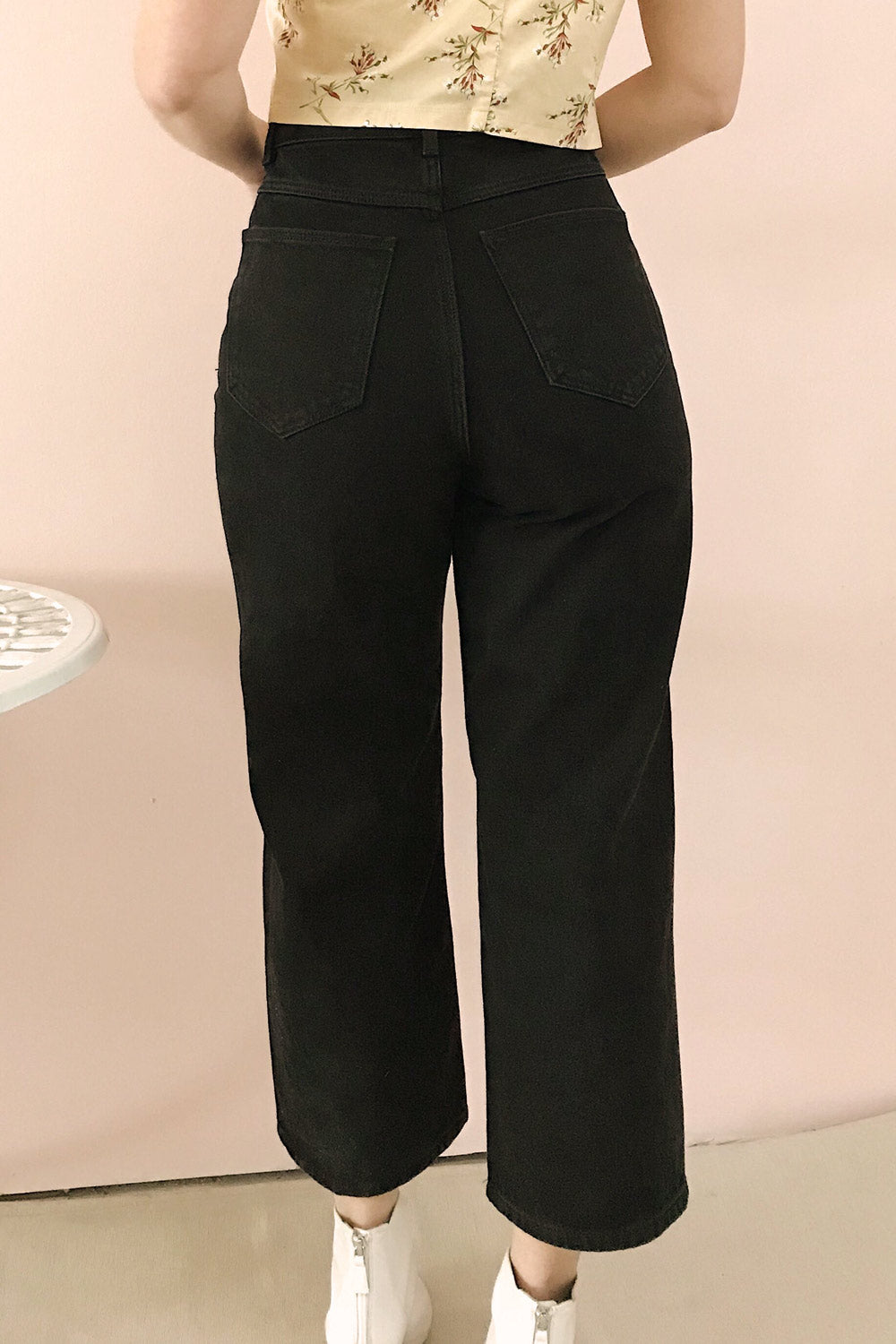 Rucka Black High-Waisted Flare Jeans | La petite garçonne model back
