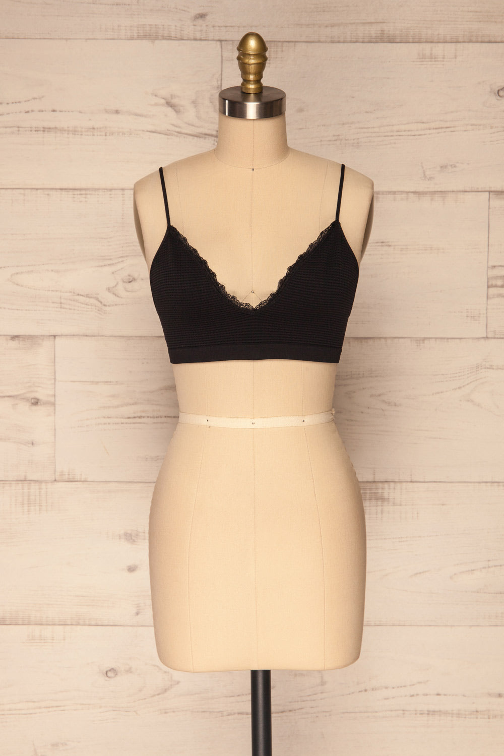 Rumia Black Lace Neckline Bralette | La petite garçonne front view