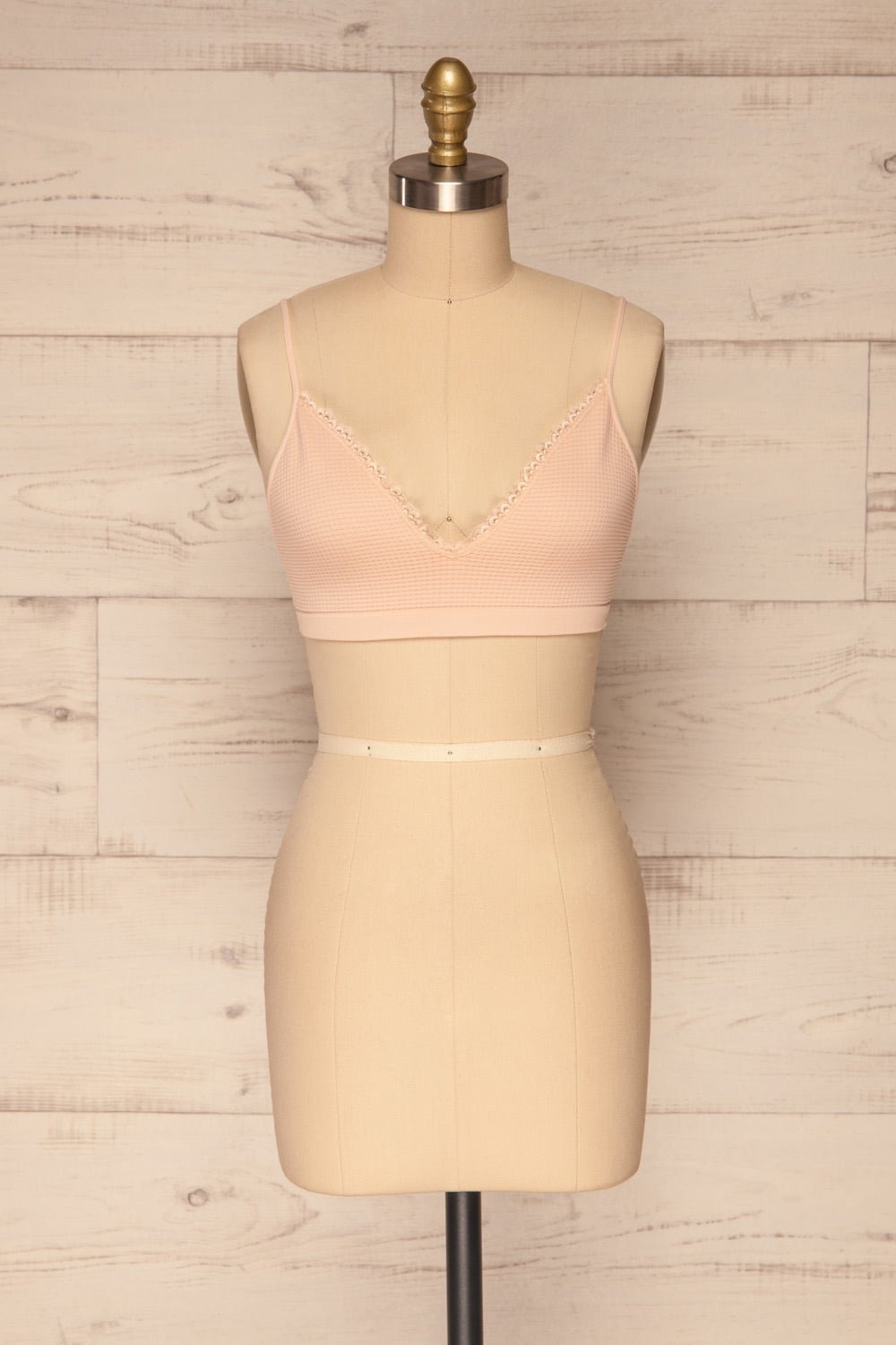 Rumia Pink Lace Neckline Bralette | La petite garçonne front view