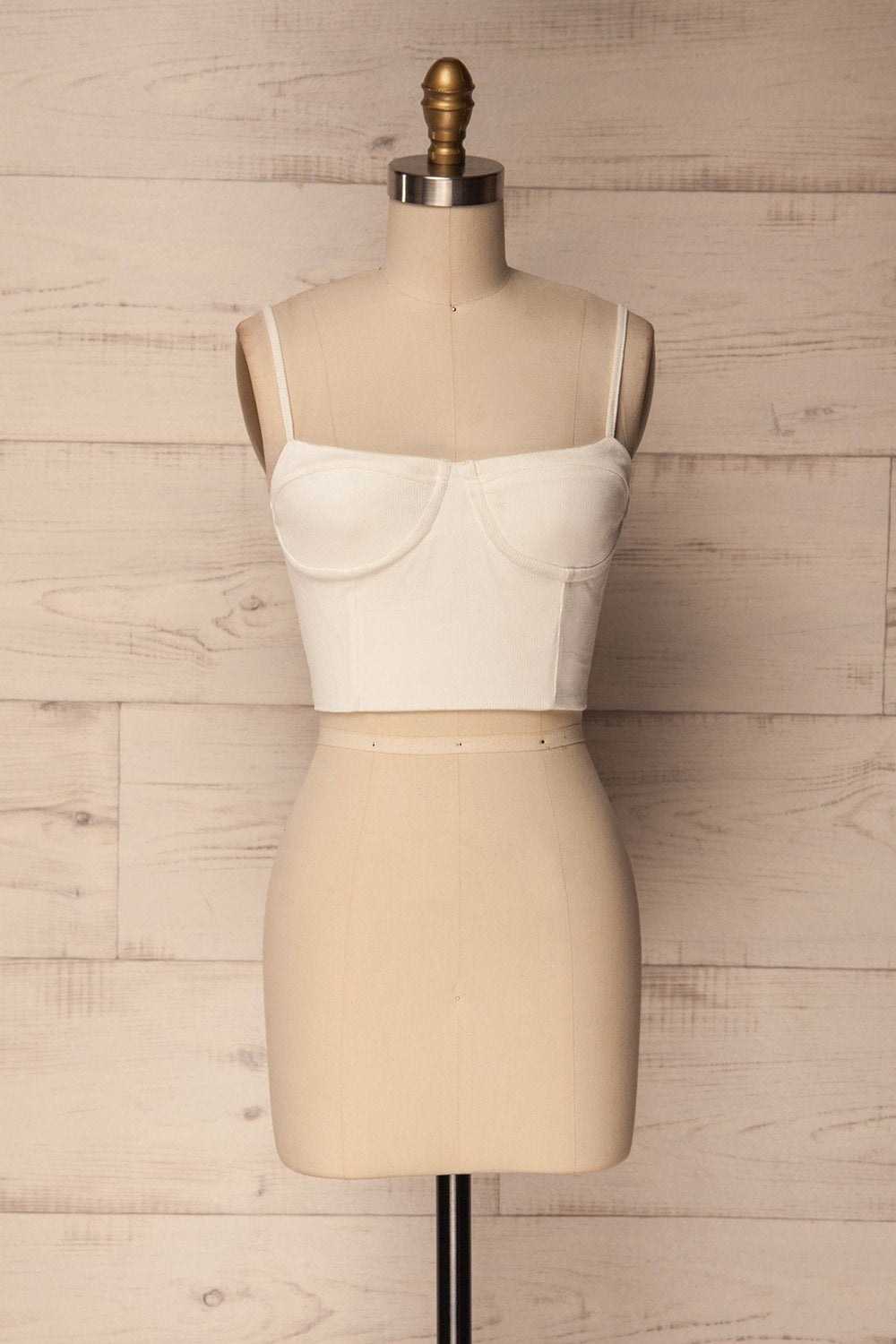 Ruvo White Ribbed Faux-Suede Bustier Crop Top | La Petite Garçonne