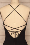 Sagonte Black Crossed Straps Bodysuit | La petite garçonne back close-up