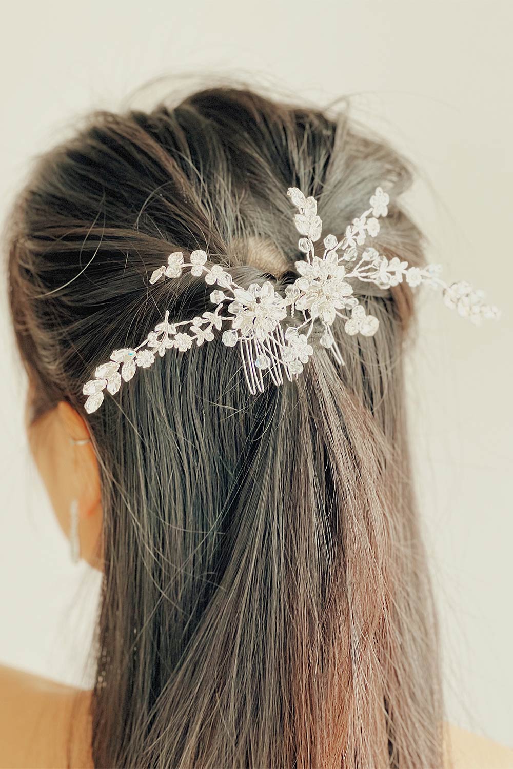 Sainte-Clotilde Silver Hair Ornament | Boudoir 1861 on model