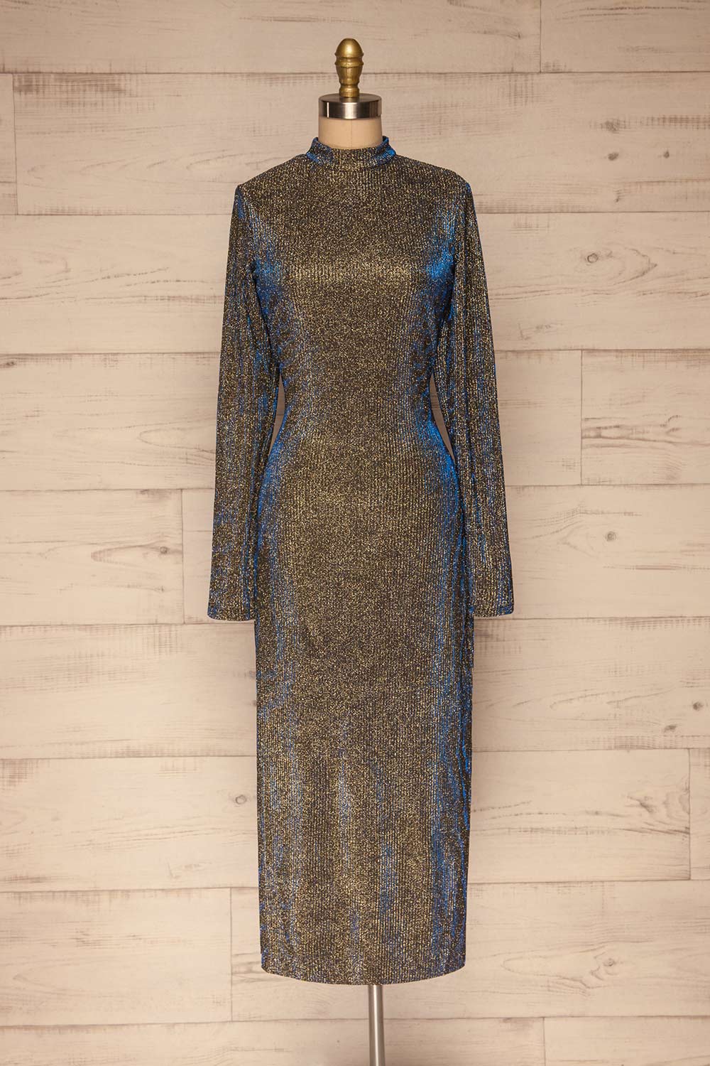 Salonique Black Sparkling Maxi Dress | La petite garçonne front view