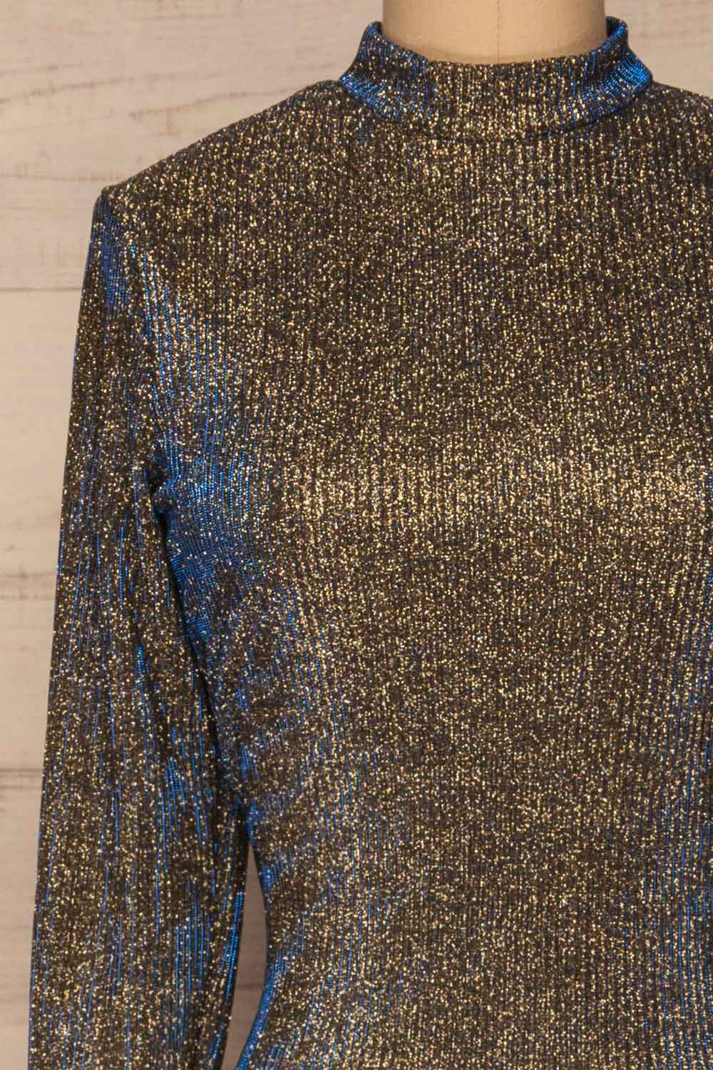 Salonique Black Sparkling Maxi Dress | La petite garçonne front close-up