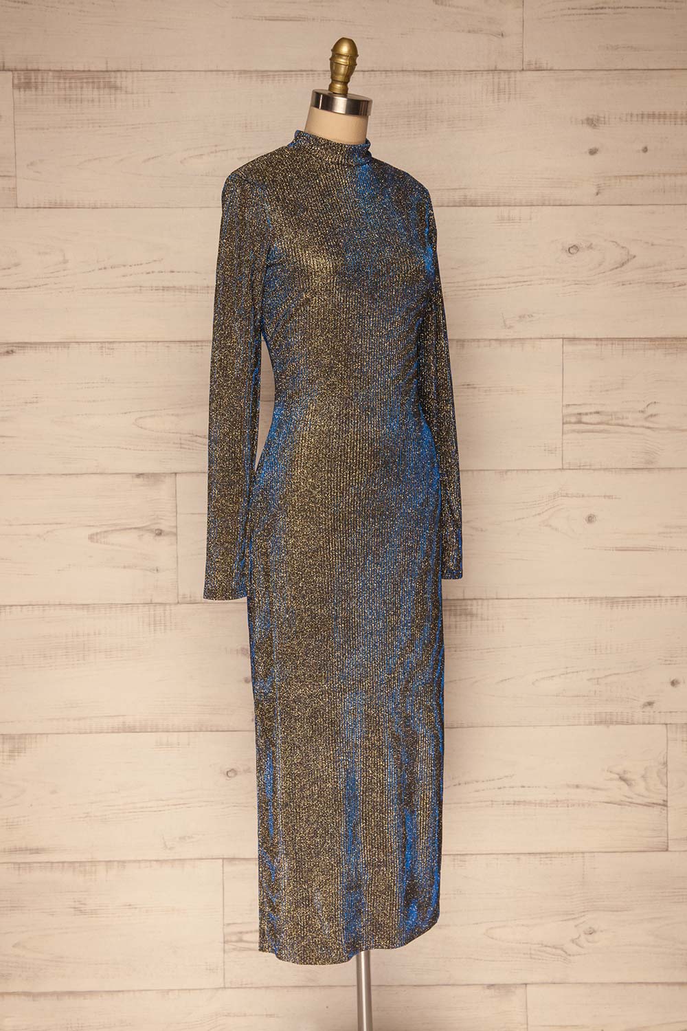 Salonique Black Sparkling Maxi Dress | La petite garçonne side view