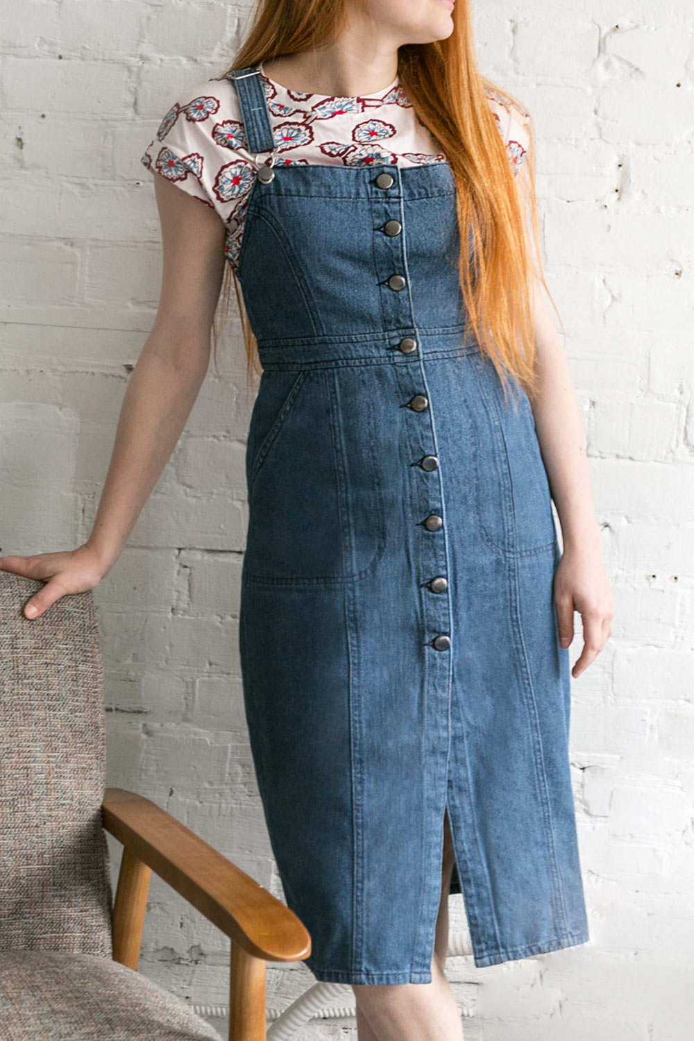 Bebington Blue Jean Midi Pinafore Dress | La Petite Garçonne 2