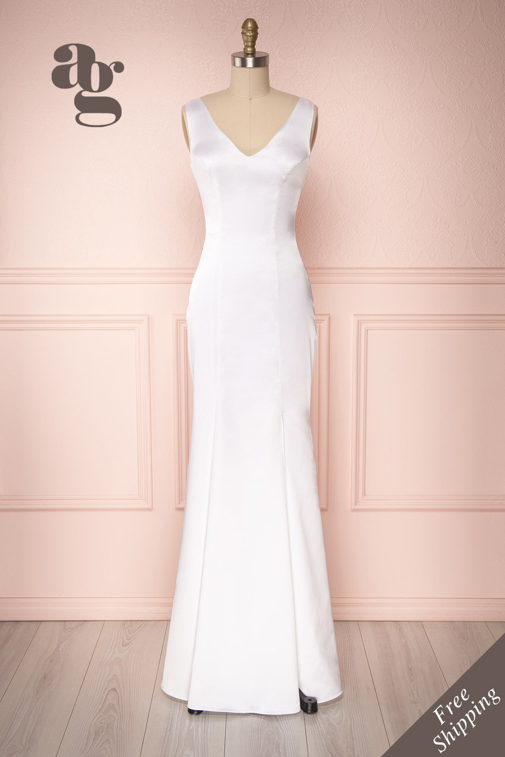 Sami Ivory Silky Mermaid Gown with Slit | Boudoir 1861