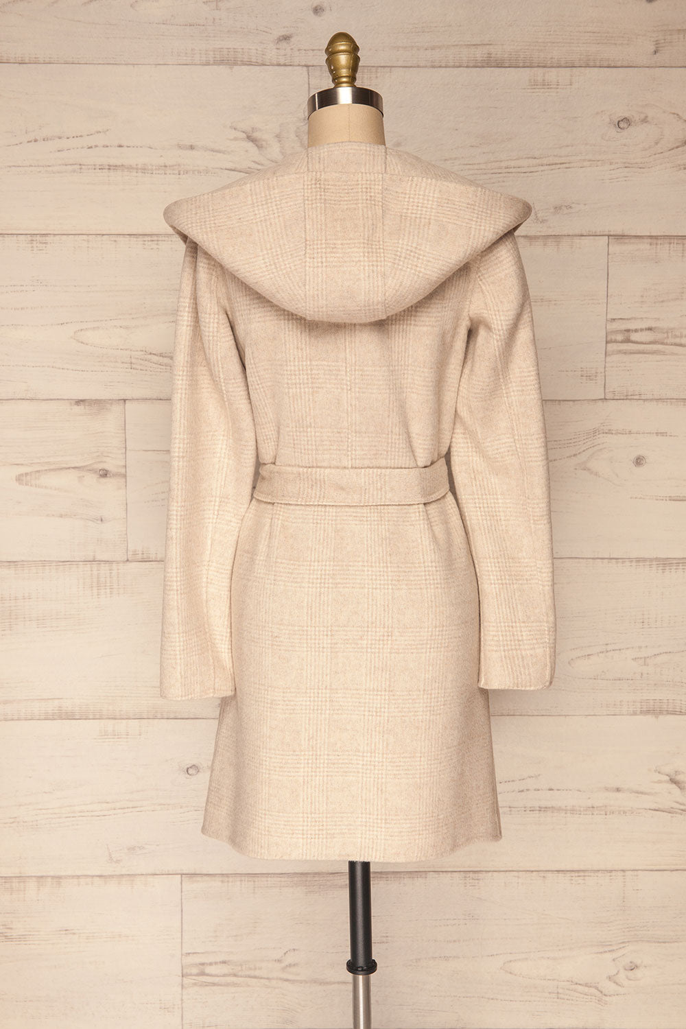 Samia Beige Checkered Felt Trench Coat | La Petite Garçonne back view
