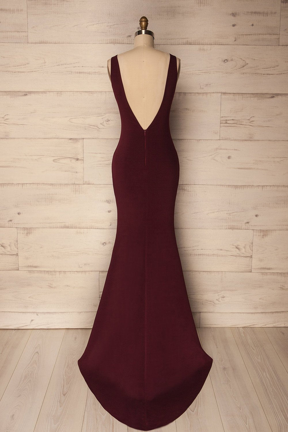 Sanya Burgundy Mermaid Gown with Train | La Petite Garçonne