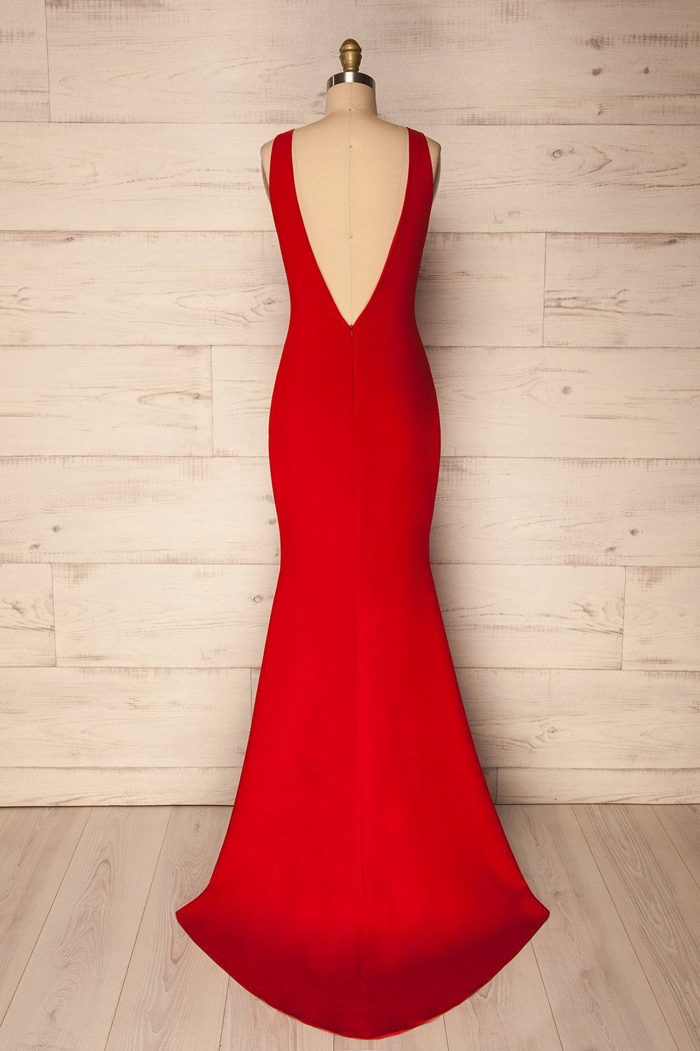 Sanya Red Mermaid Gown with Train
