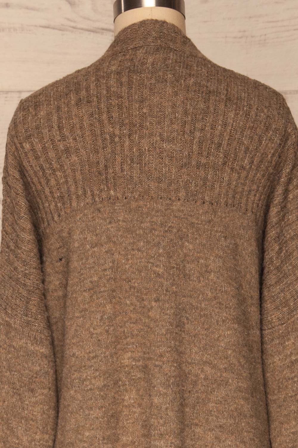 Saracena Taupe Knit Long Cardigan | La Petite Garçonne back close-up