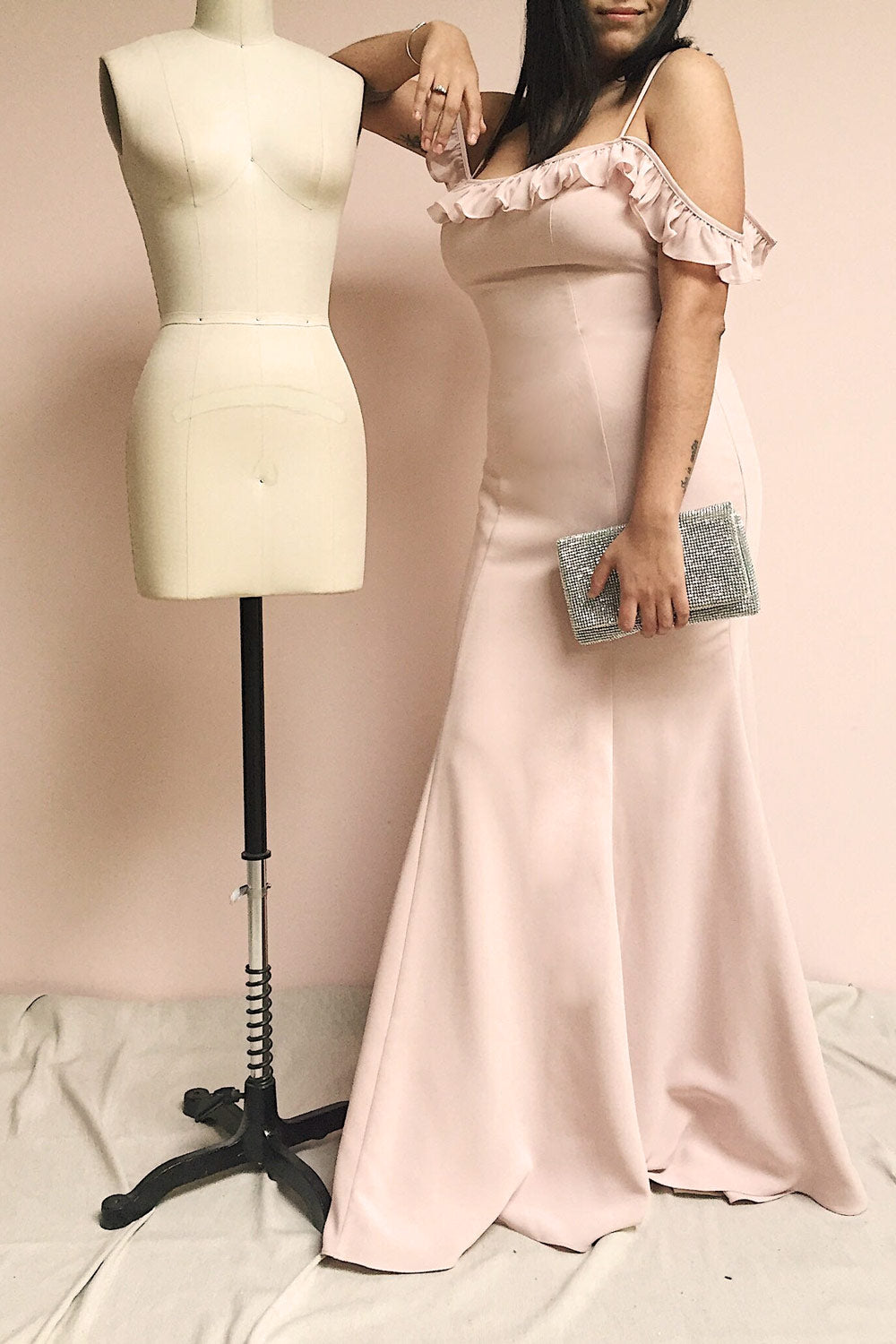 Sasha Blush Mermaid Bridal Dress | Robe | Boudoir 1861 on model