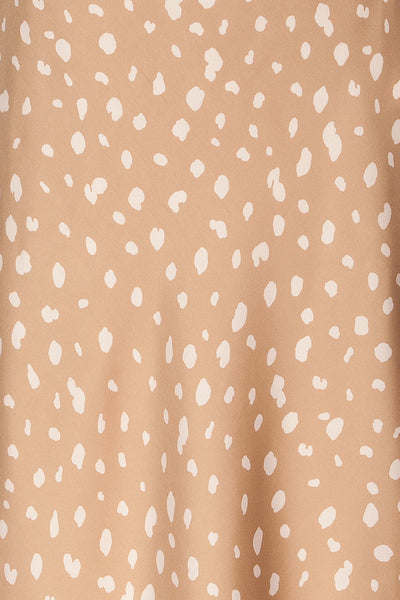 Sassari Taupe Silky Midi Dress | La petite garçonne fabric