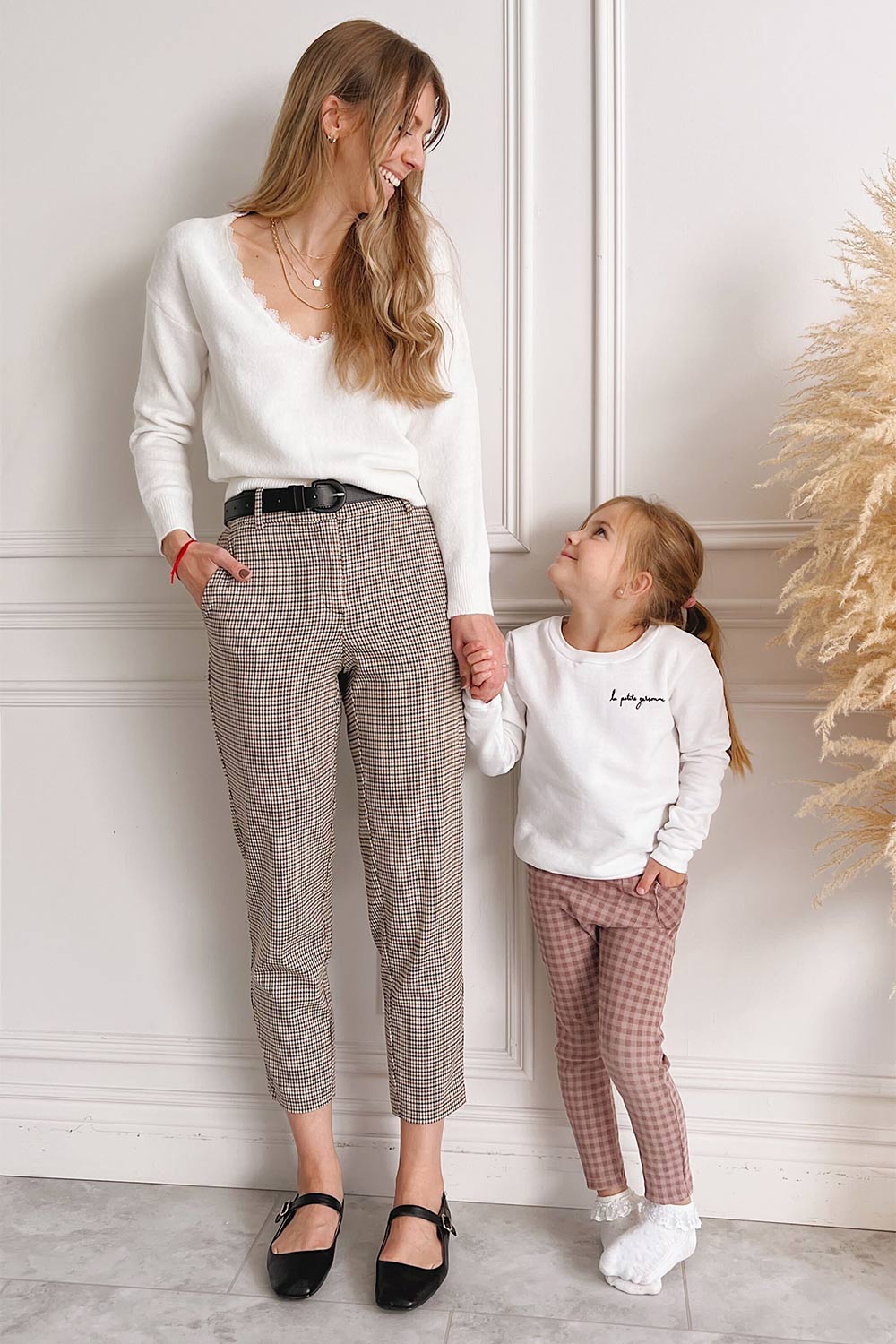 Santander High-Waisted Plaid Pants | La petite garçonne on model