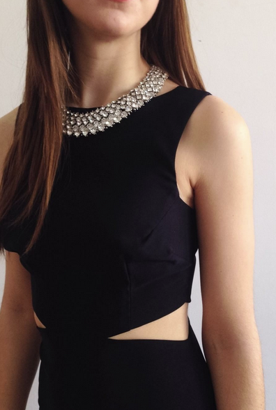 Vallata Marine Blue Fitted Gown | La petite garçonne model neck