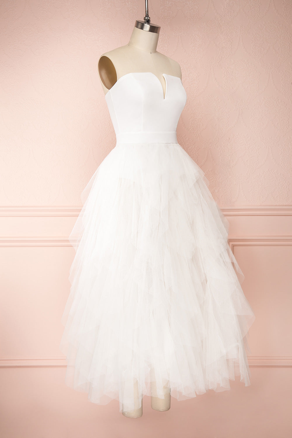 Sekayna White Midi Bustier Bridal Dress | Boudoir 1861 side view