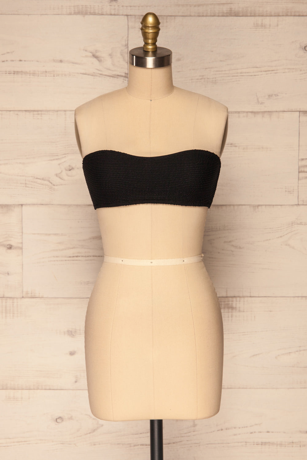 Selena Black Frills Tube Bikini Top | La petite garçonne front view