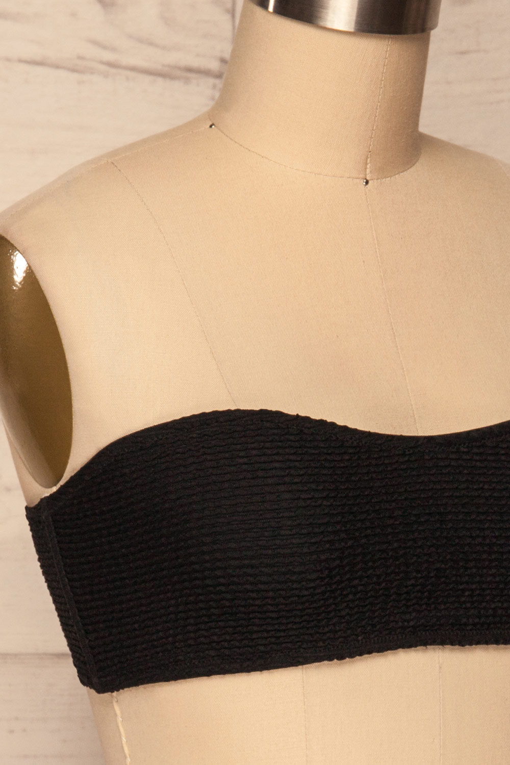 Selena Black Frills Tube Bikini Top | La petite garçonne side close up