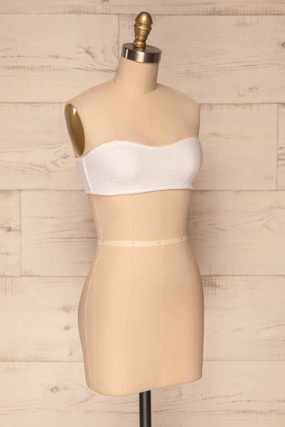 Selena White Frills Tube Bikini Top | La petite garçonne side view