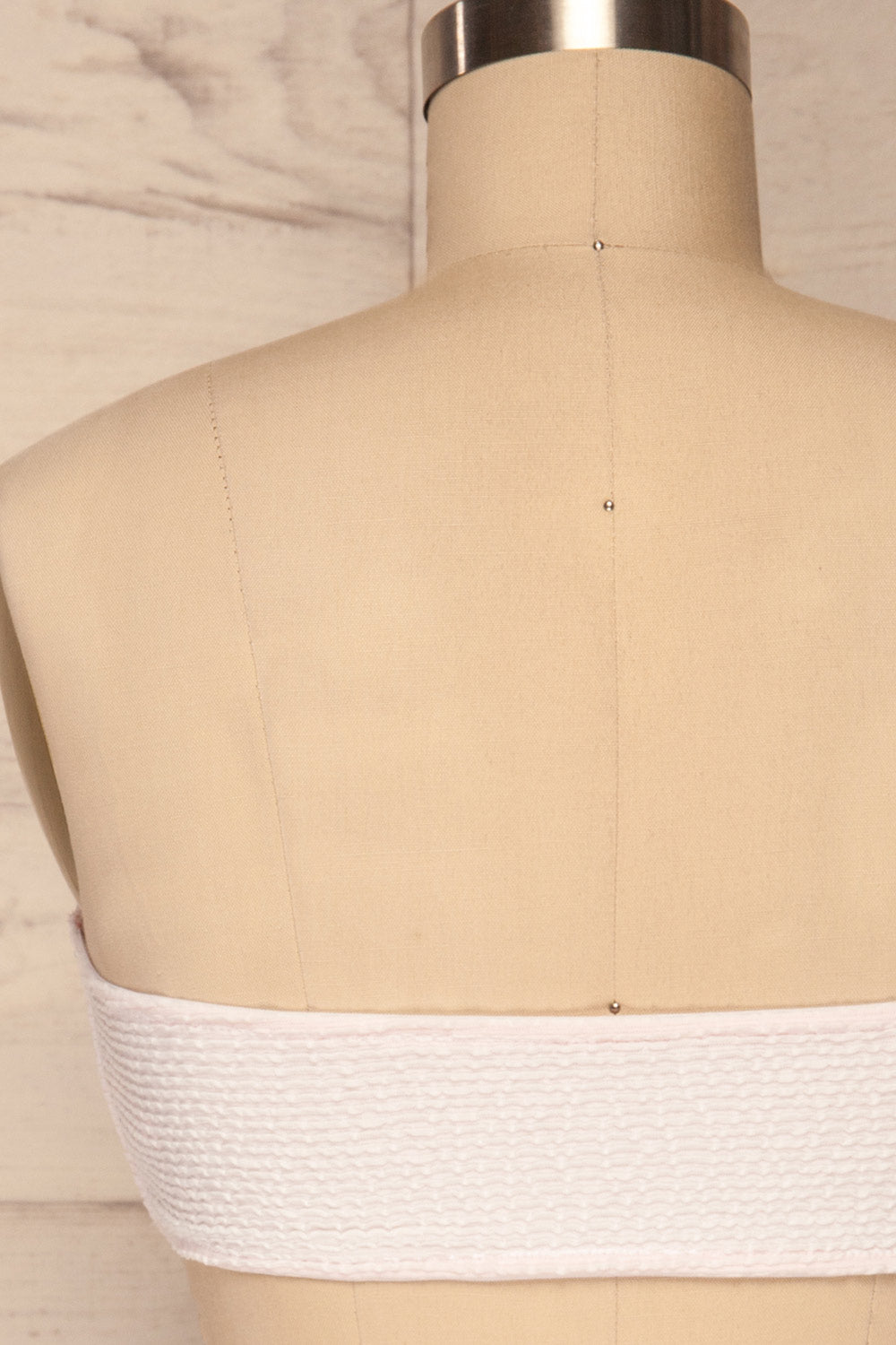 Selena White Frills Tube Bikini Top | La petite garçonne back close up