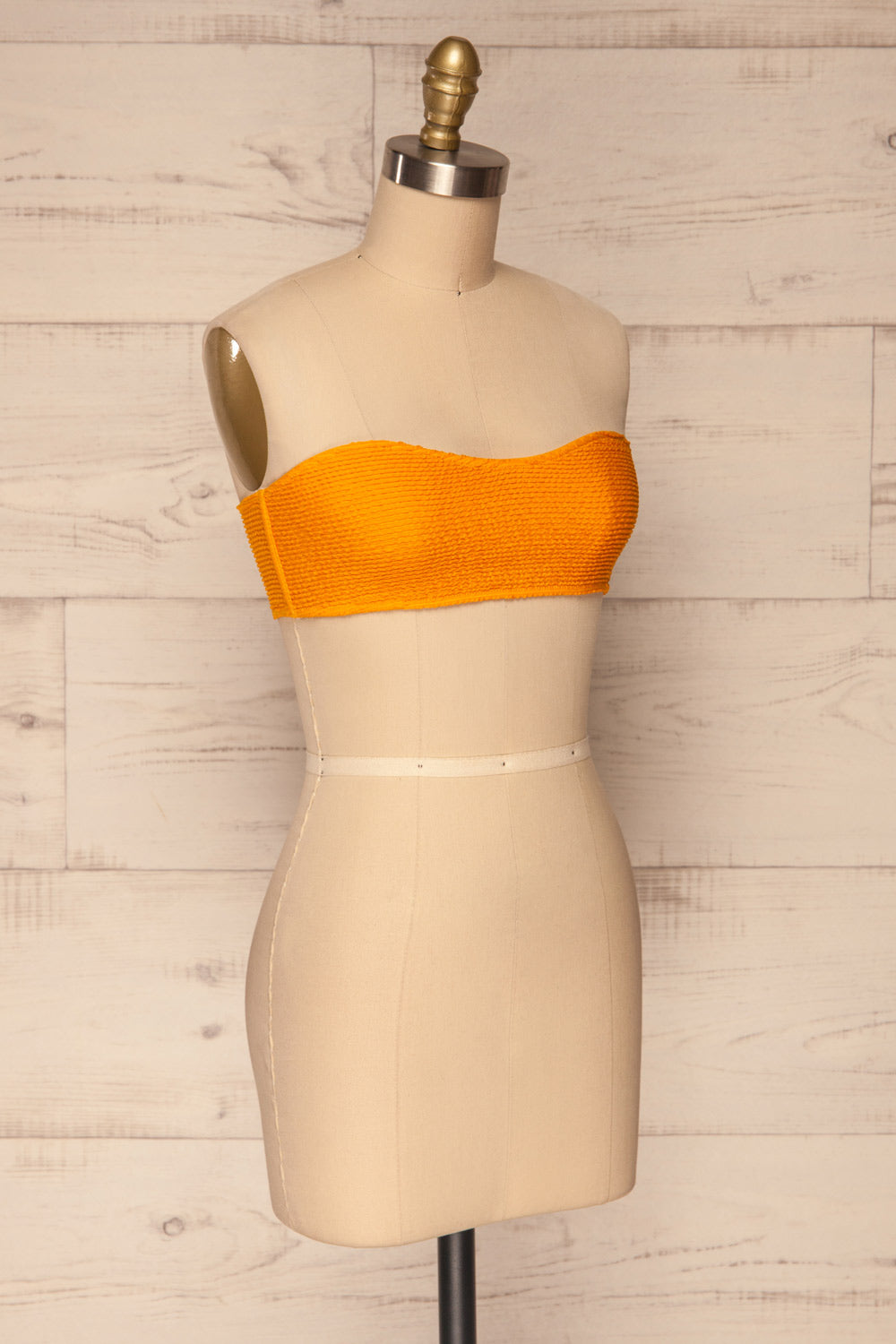 Selena Yellow Frills Tube Bikini Top | La petite garçonne side view