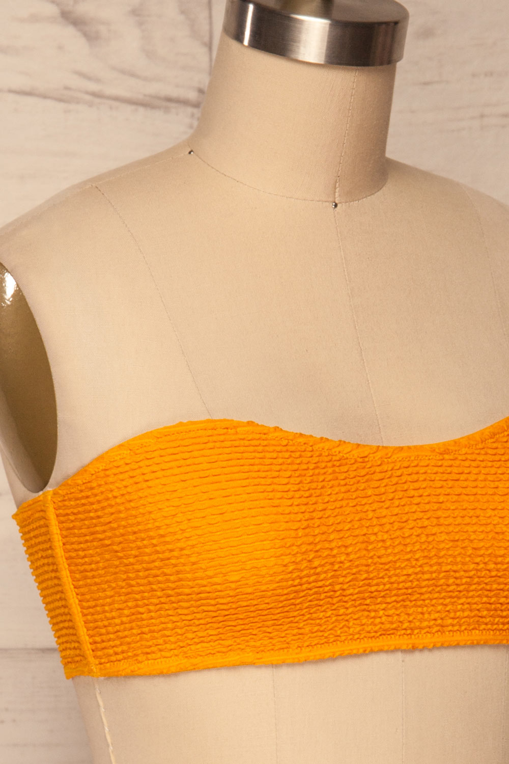 Selena Yellow Frills Tube Bikini Top | La petite garçonne side close up