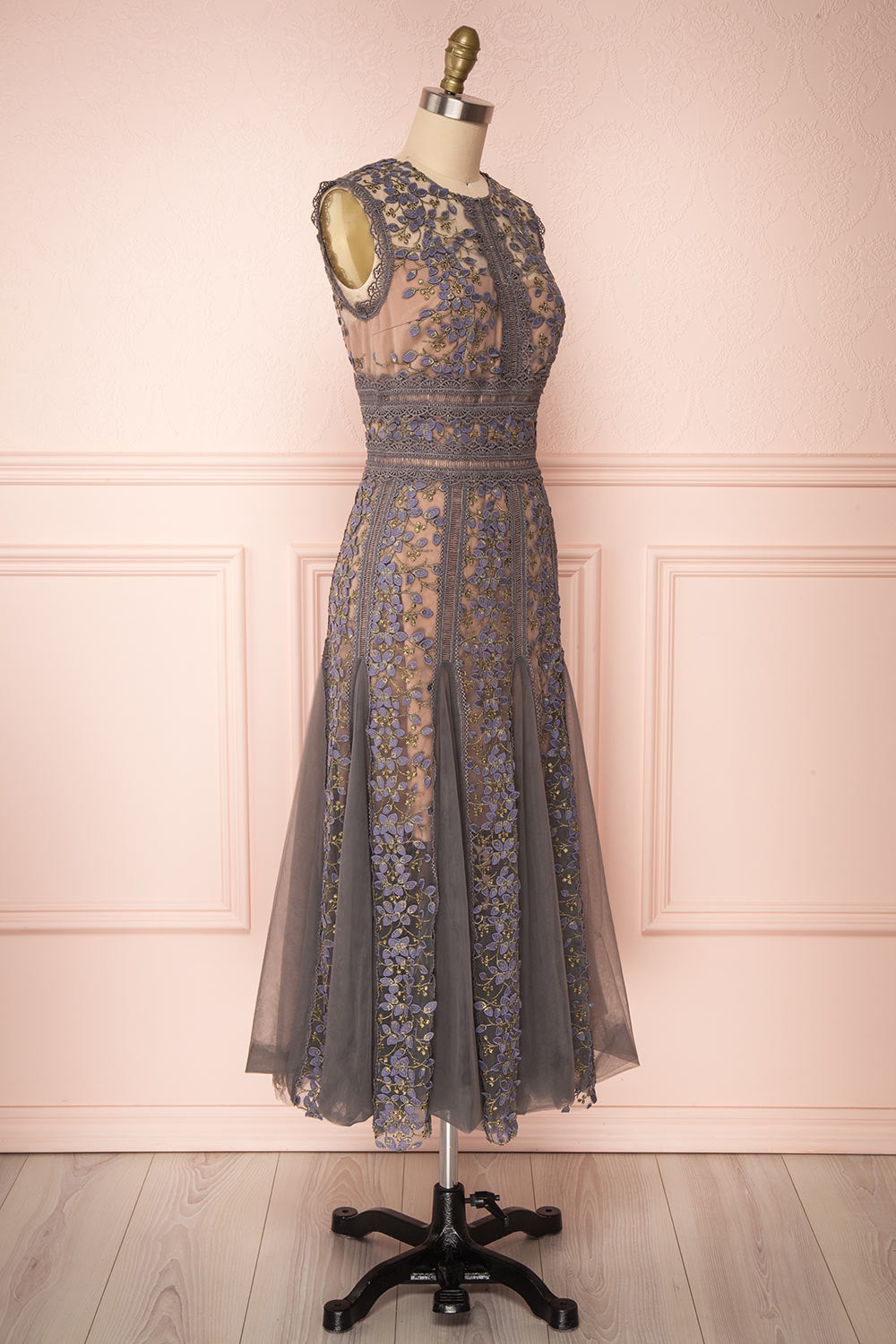 Selima | Grey Lace Dress