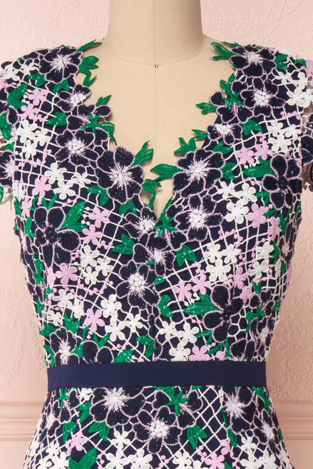 Semboka Colourful Crocheted Lace Fitted Midi Dress | Boutique 1861